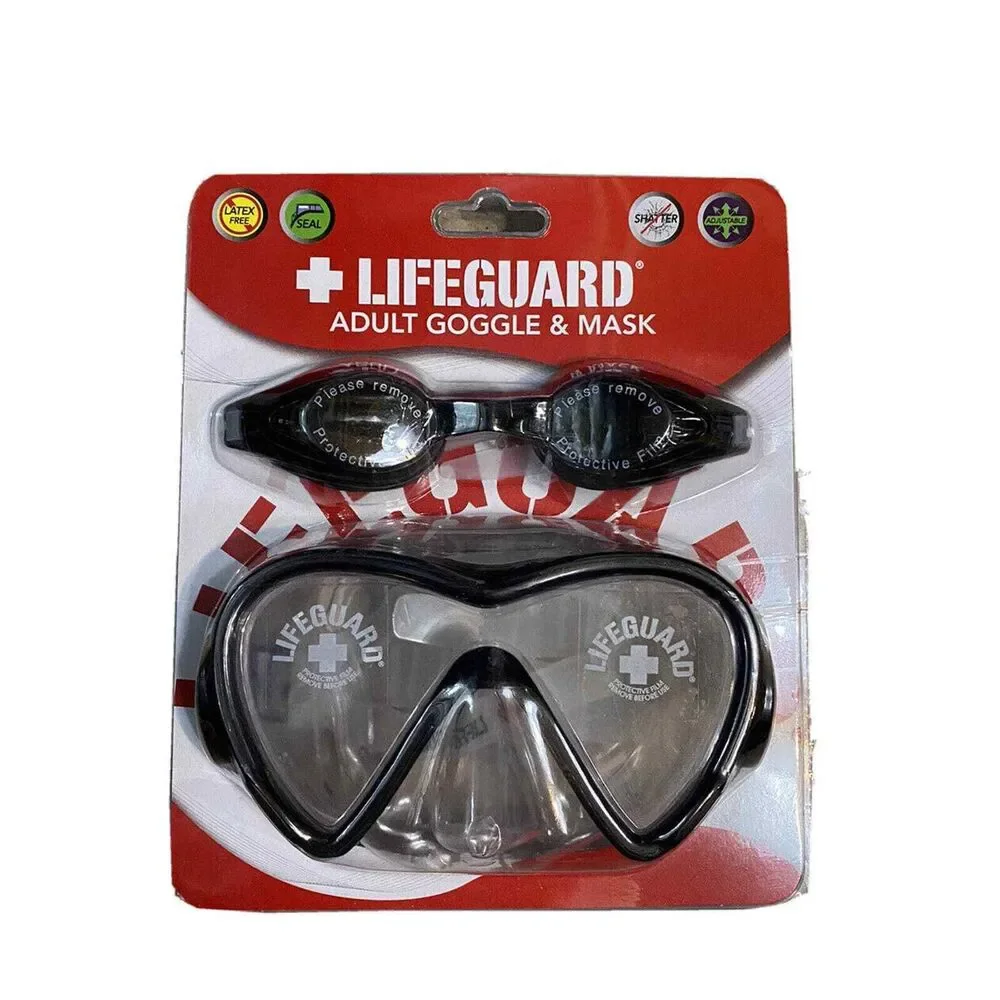 OFFICIAL LIFEGUARD ADULT DIVING MASK &‎ Googles Combo LATEX FREE